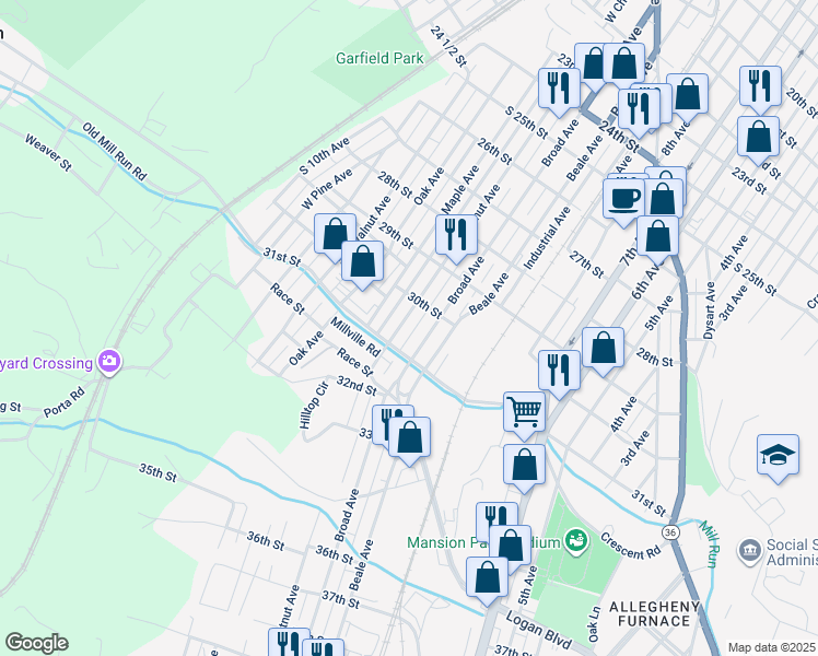 map of restaurants, bars, coffee shops, grocery stores, and more near 3019 West Chestnut Avenue in Altoona