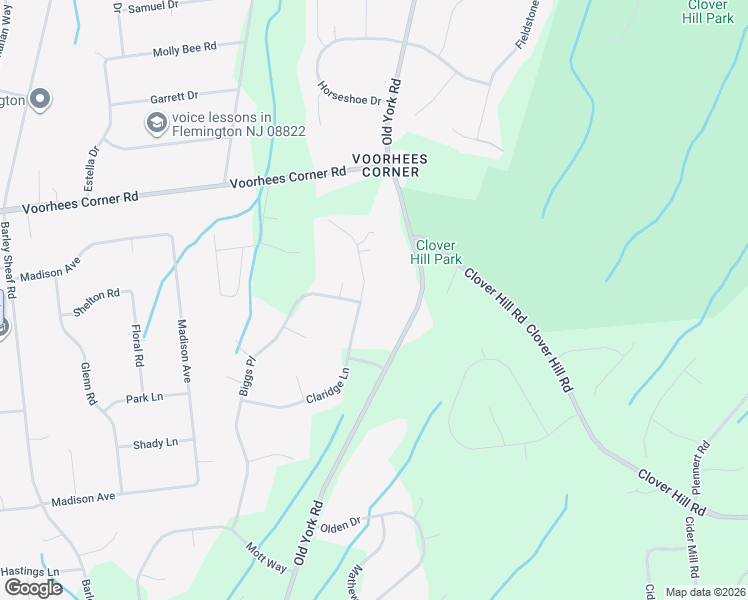 map of restaurants, bars, coffee shops, grocery stores, and more near 22 Claridge Lane in Flemington
