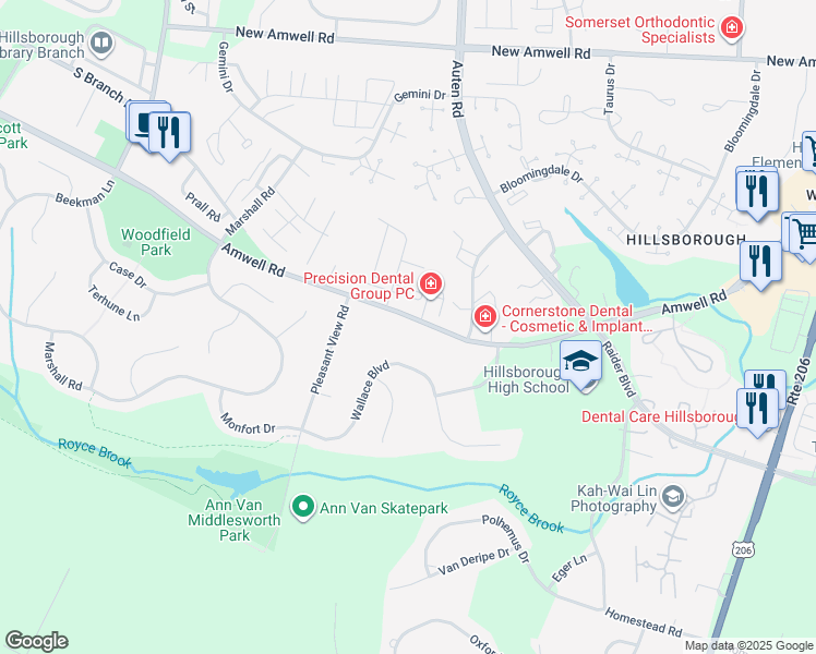 map of restaurants, bars, coffee shops, grocery stores, and more near 494 County Road 514 in Somerset County