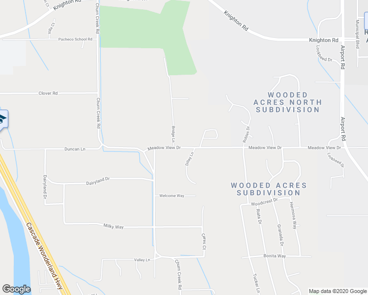 map of restaurants, bars, coffee shops, grocery stores, and more near 19980 Meadow View Drive in Redding