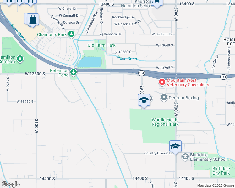 map of restaurants, bars, coffee shops, grocery stores, and more near 3157 West 13800 South in Riverton