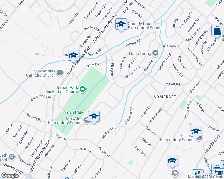 map of restaurants, bars, coffee shops, grocery stores, and more near 9 Heinrich Road in Franklin Township