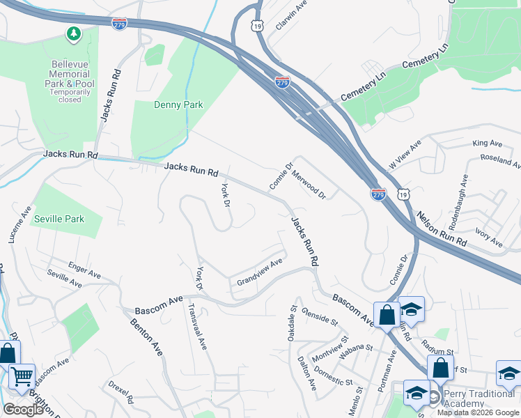 map of restaurants, bars, coffee shops, grocery stores, and more near 120 Brunner Ct in Pittsburgh
