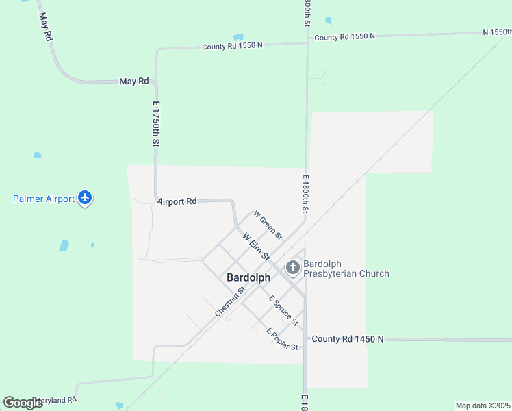 map of restaurants, bars, coffee shops, grocery stores, and more near West Green Street in Bardolph