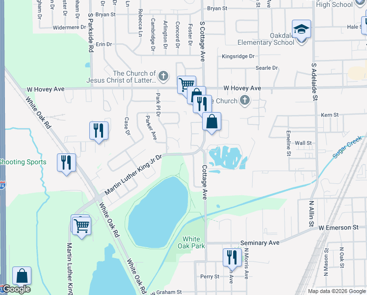 map of restaurants, bars, coffee shops, grocery stores, and more near 17 Shire Ct in Bloomington