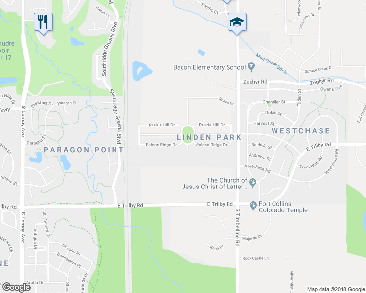 map of restaurants, bars, coffee shops, grocery stores, and more near 6315 Fossil Creek Circle in Fort Collins