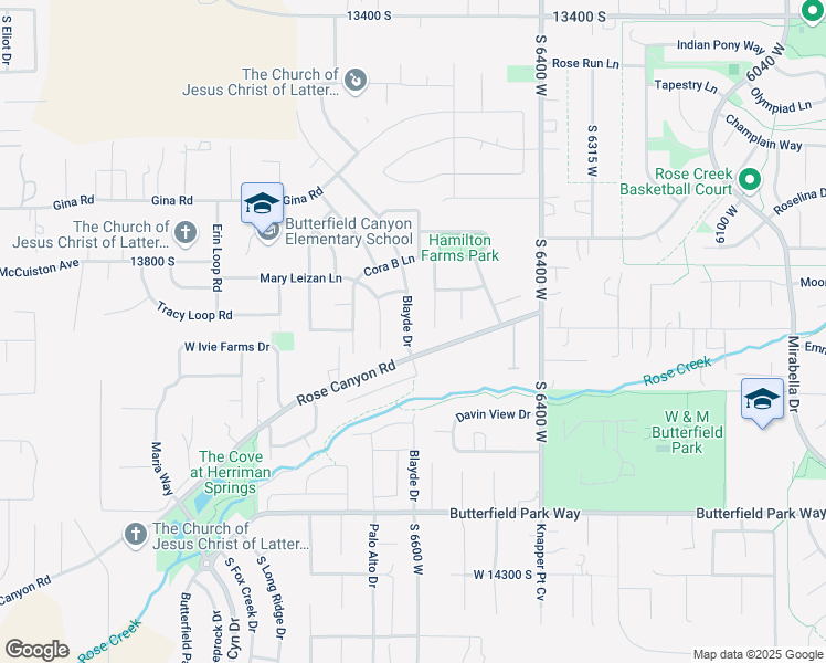 map of restaurants, bars, coffee shops, grocery stores, and more near 13903 Blayde Dr in Herriman