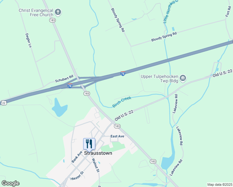map of restaurants, bars, coffee shops, grocery stores, and more near 16 Birch Lane in Bernville