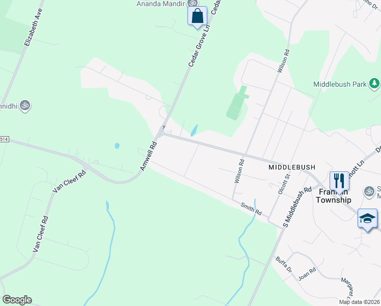 map of restaurants, bars, coffee shops, grocery stores, and more near 24 Doria Road in Franklin Township