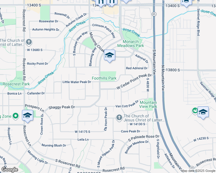 map of restaurants, bars, coffee shops, grocery stores, and more near 5084 13820 West in Riverton