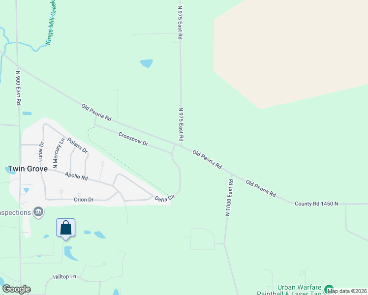 map of restaurants, bars, coffee shops, grocery stores, and more near 9750 County Road 1475 North in Bloomington