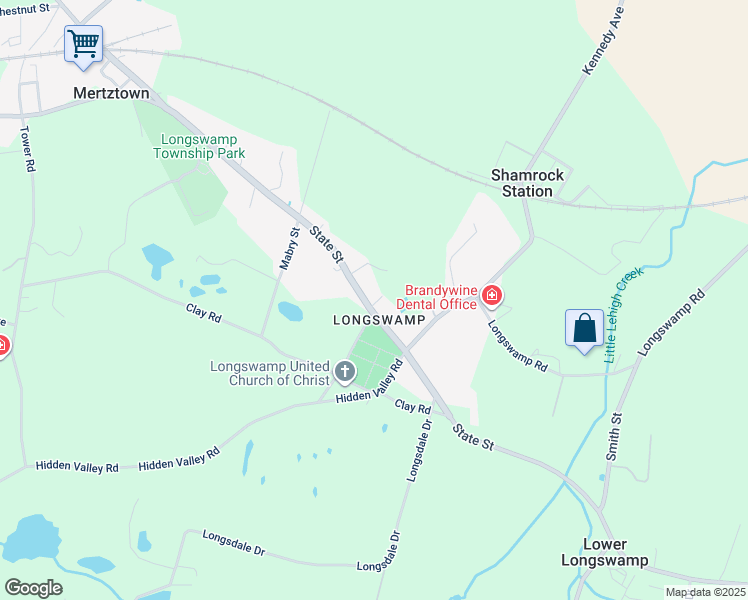 map of restaurants, bars, coffee shops, grocery stores, and more near 1261 State Street in Mertztown