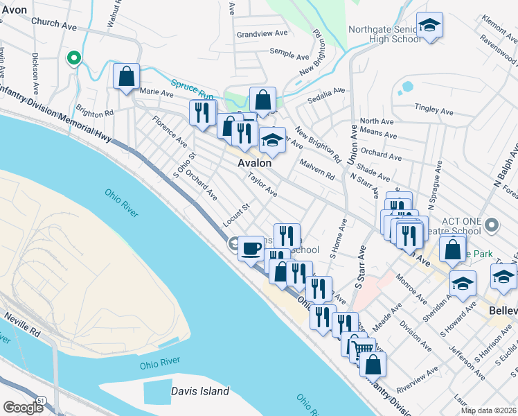 map of restaurants, bars, coffee shops, grocery stores, and more near 240 South Chestnut Street in Pittsburgh