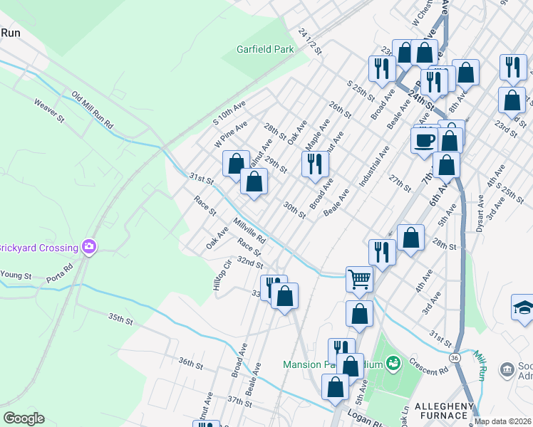map of restaurants, bars, coffee shops, grocery stores, and more near 894 31st Street in Altoona
