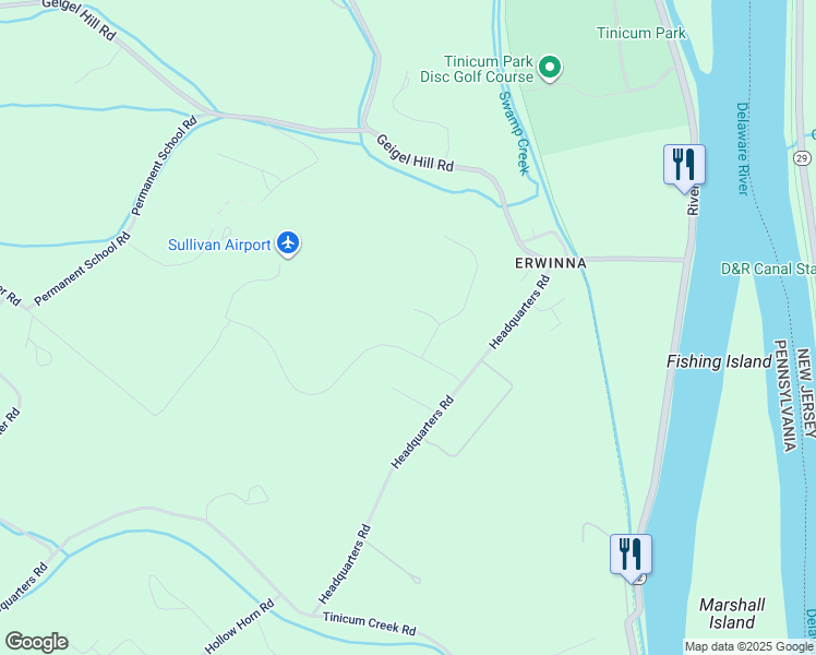 map of restaurants, bars, coffee shops, grocery stores, and more near 1 Erwinna Valley Way in Erwinna