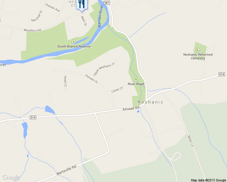 map of restaurants, bars, coffee shops, grocery stores, and more near 4 Carter Court in Hillsborough Township