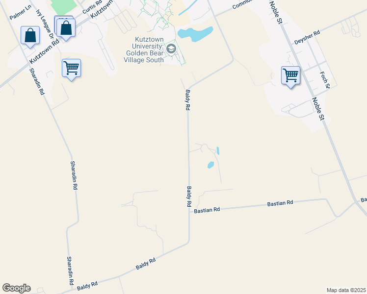 map of restaurants, bars, coffee shops, grocery stores, and more near 620 Baldy Road in Kutztown