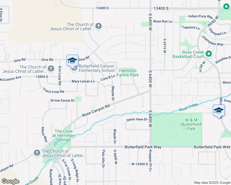 map of restaurants, bars, coffee shops, grocery stores, and more near 13903 Blayde Drive in Herriman