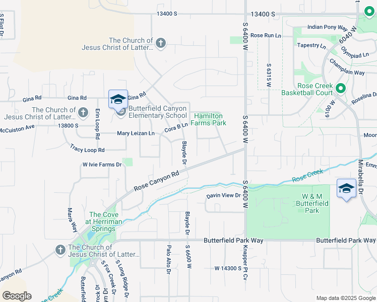 map of restaurants, bars, coffee shops, grocery stores, and more near 13903 Blayde Drive in Herriman