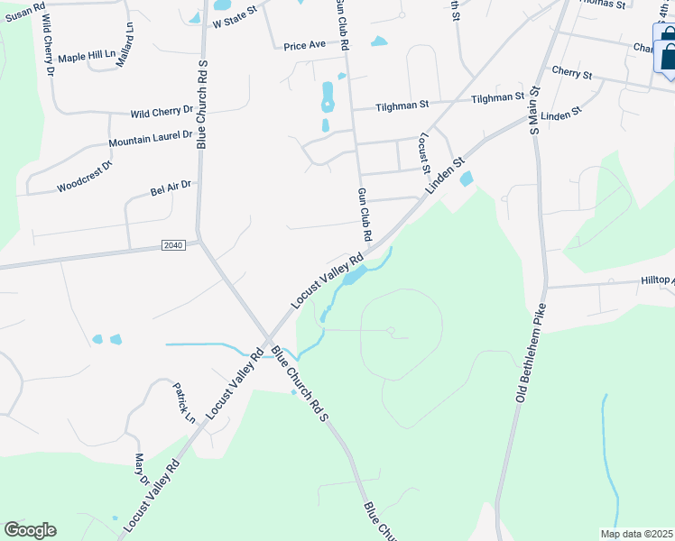 map of restaurants, bars, coffee shops, grocery stores, and more near 5500 Locust Valley Road in Coopersburg