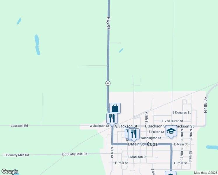 map of restaurants, bars, coffee shops, grocery stores, and more near 21291 North State Route 97 in Cuba