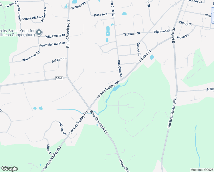 map of restaurants, bars, coffee shops, grocery stores, and more near 5525 Locust Valley Road in Coopersburg