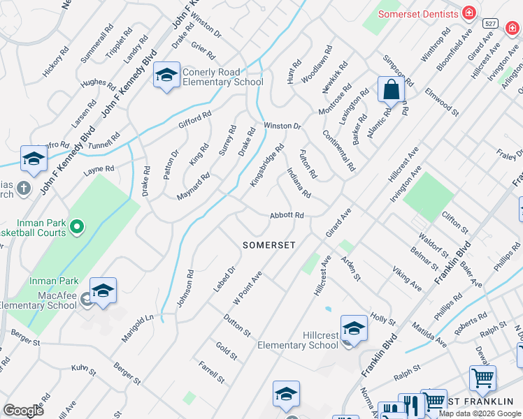 map of restaurants, bars, coffee shops, grocery stores, and more near 5 Evans Court in Franklin Township