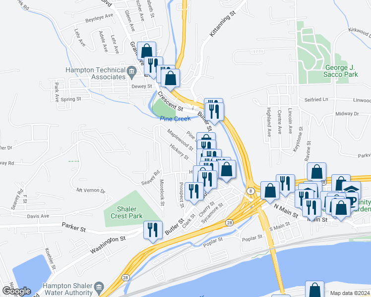 map of restaurants, bars, coffee shops, grocery stores, and more near 15 Pine Street in Etna