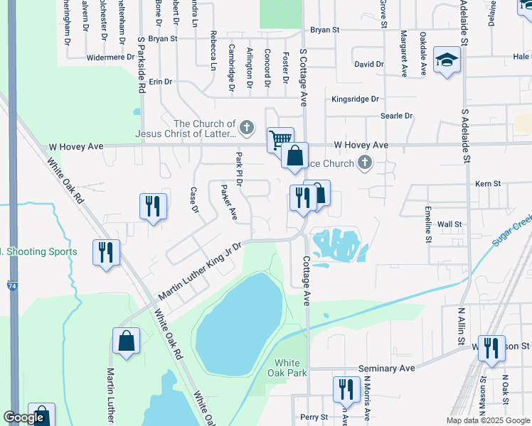 map of restaurants, bars, coffee shops, grocery stores, and more near 17 Boardwalk Circle in Bloomington