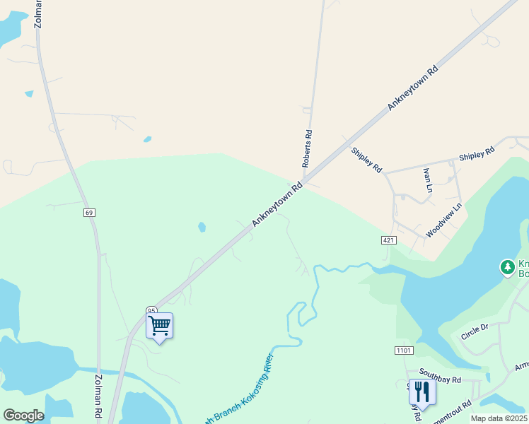 map of restaurants, bars, coffee shops, grocery stores, and more near 18039 Ankneytown Road in Fredericktown