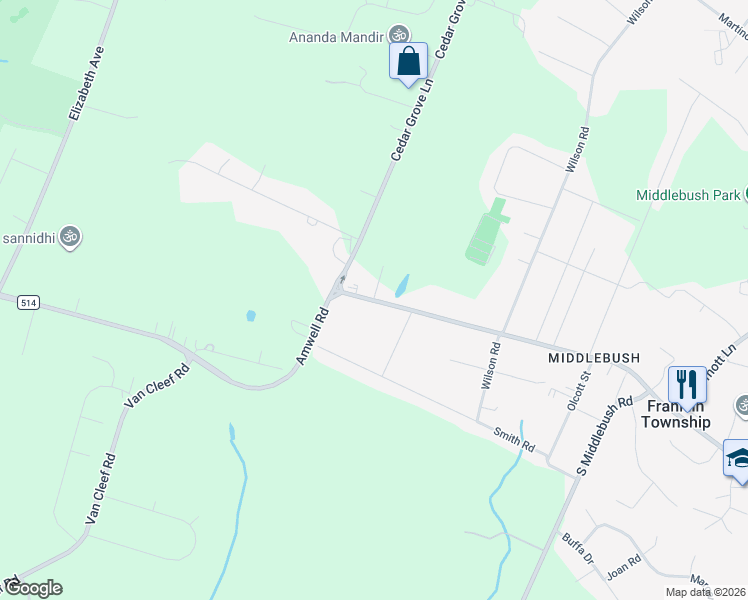 map of restaurants, bars, coffee shops, grocery stores, and more near 1873 Amwell Road in Franklin Township