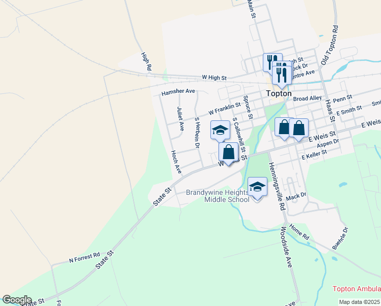 map of restaurants, bars, coffee shops, grocery stores, and more near 516 Marshall Avenue in Topton