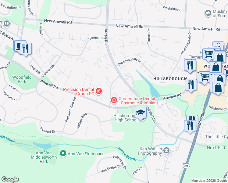 map of restaurants, bars, coffee shops, grocery stores, and more near 798 Eves Drive in Somerset County