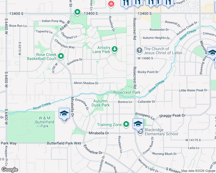 map of restaurants, bars, coffee shops, grocery stores, and more near 13842 Friendship Drive in Herriman