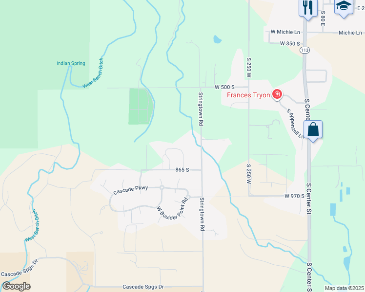 map of restaurants, bars, coffee shops, grocery stores, and more near 542 West Cascade Meadows Loop in Midway