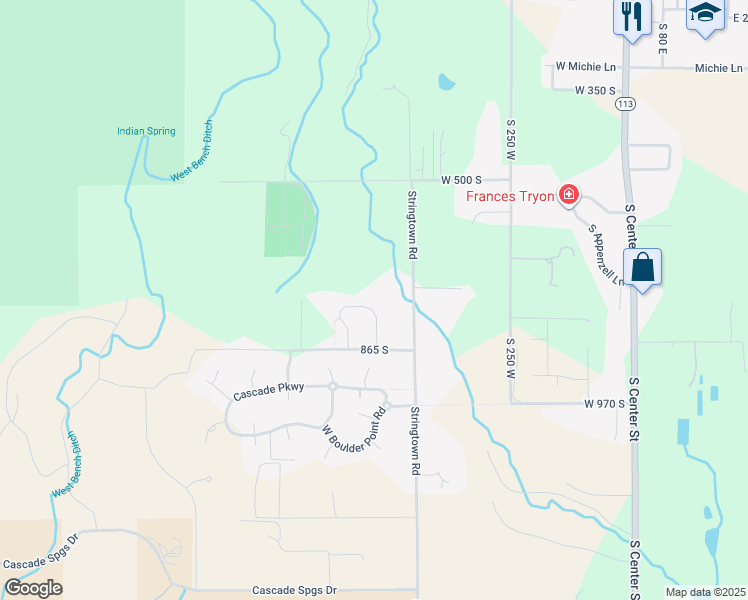 map of restaurants, bars, coffee shops, grocery stores, and more near 542 West Cascade Meadows Loop in Midway