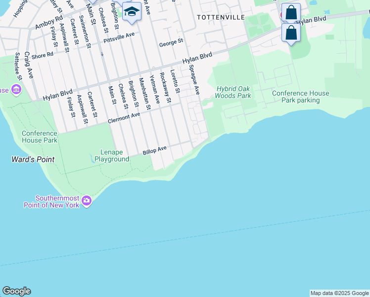 map of restaurants, bars, coffee shops, grocery stores, and more near 439 Loretto Street in Staten Island