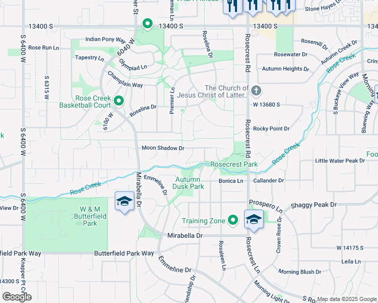 map of restaurants, bars, coffee shops, grocery stores, and more near 13834 Crimson Glory Court in Herriman