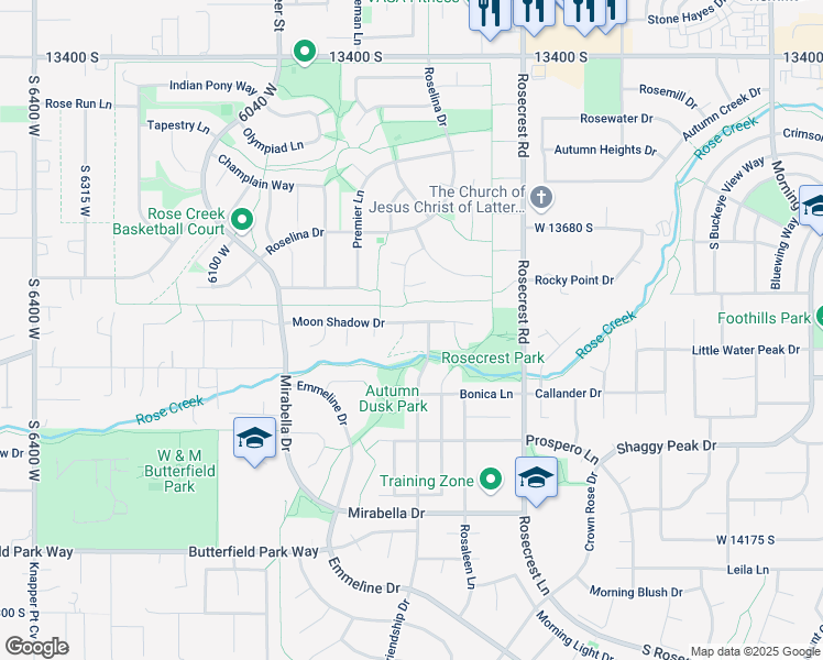 map of restaurants, bars, coffee shops, grocery stores, and more near 13836 Crimson Glory Court in Herriman