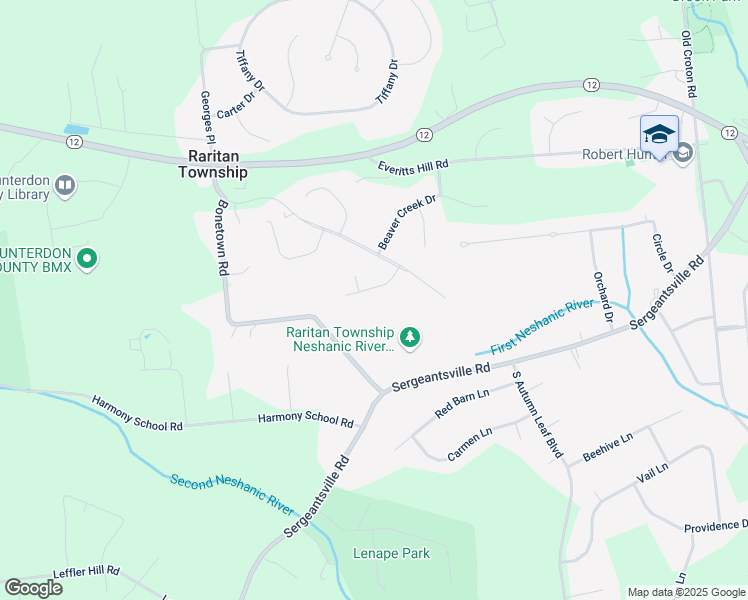 map of restaurants, bars, coffee shops, grocery stores, and more near 5 Blossom Lane in Flemington
