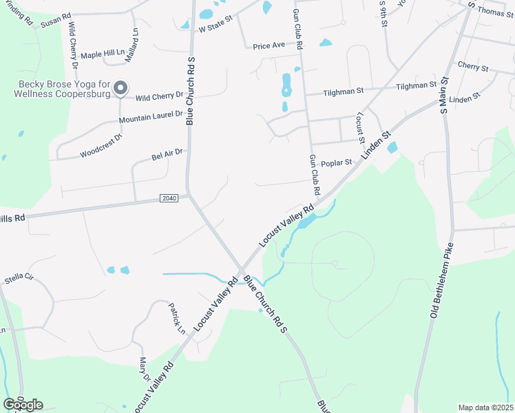 map of restaurants, bars, coffee shops, grocery stores, and more near 5585 Locust Valley Road in Coopersburg