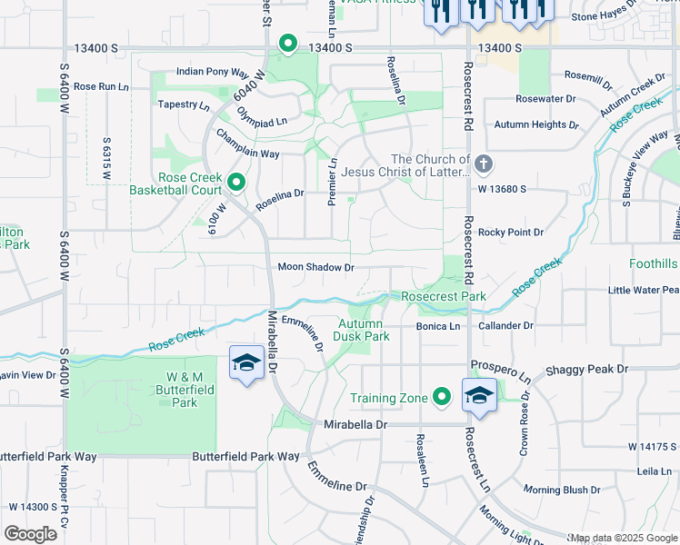 map of restaurants, bars, coffee shops, grocery stores, and more near 13834 Sunsprite Court in Herriman