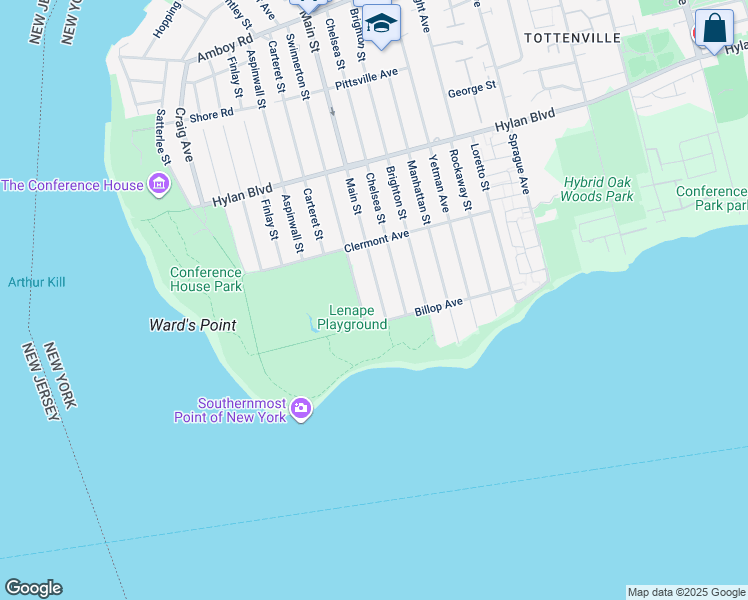 map of restaurants, bars, coffee shops, grocery stores, and more near 594 Main Street in Staten Island