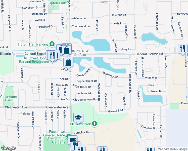 map of restaurants, bars, coffee shops, grocery stores, and more near 9 Melrose Court in Bloomington