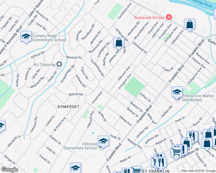 map of restaurants, bars, coffee shops, grocery stores, and more near 161 Girard Avenue in Franklin Township
