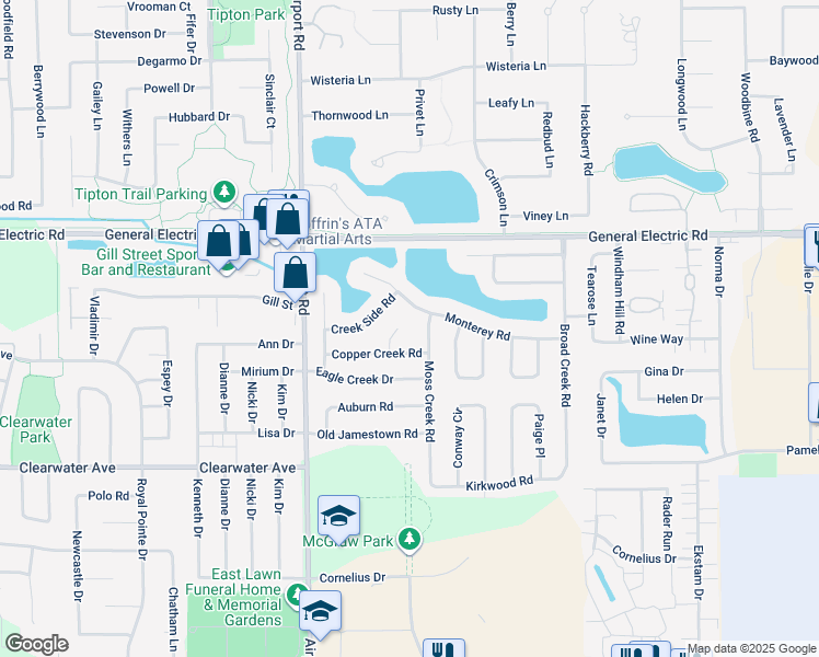 map of restaurants, bars, coffee shops, grocery stores, and more near 9 Melrose Court in Bloomington