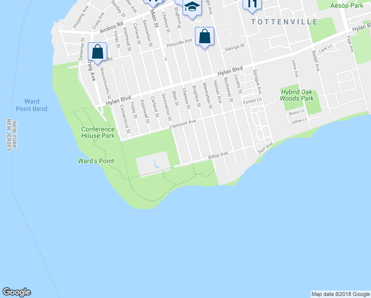 map of restaurants, bars, coffee shops, grocery stores, and more near 594 Main Street in Staten Island