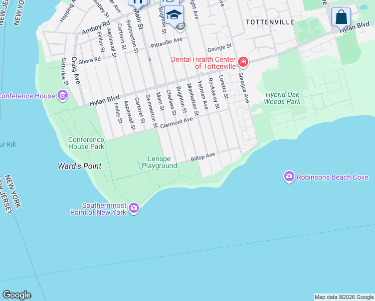 map of restaurants, bars, coffee shops, grocery stores, and more near 395 Chelsea Street in Staten Island