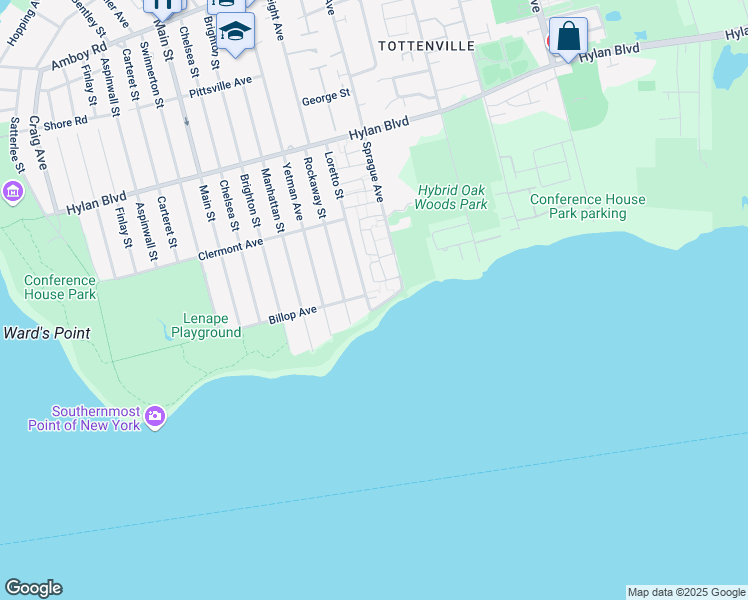 map of restaurants, bars, coffee shops, grocery stores, and more near 439 Loretto Street in Staten Island