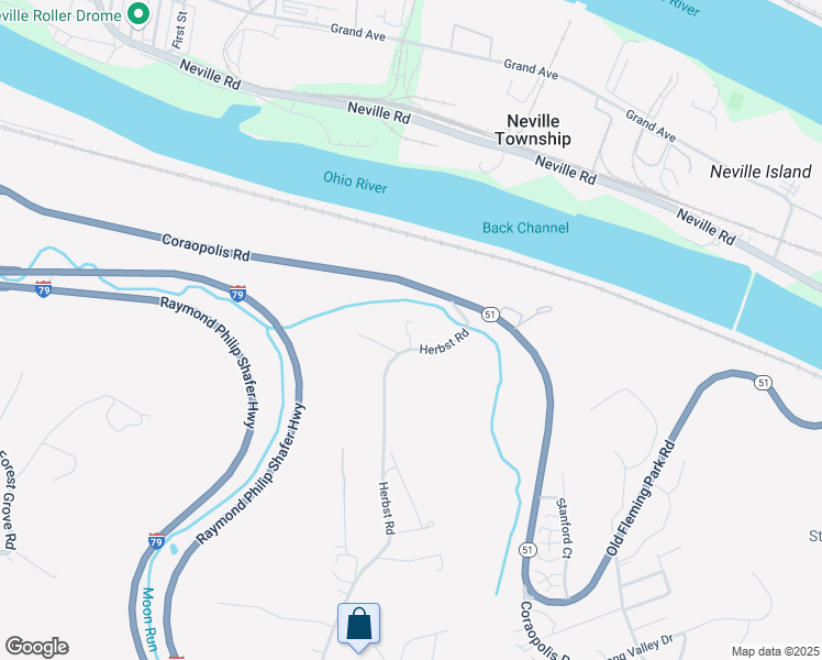 map of restaurants, bars, coffee shops, grocery stores, and more near 227 Herbst Road in Coraopolis